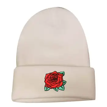 Efterår og vinter nye rose broderi uld hat mænd og kvinder udendørs kold varm hat fashion vilde ski hat personlighed par hat