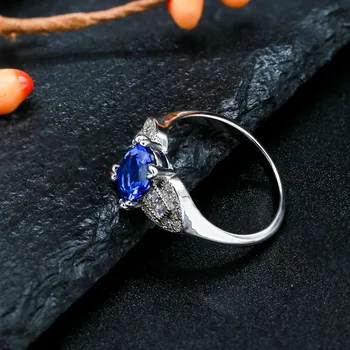 6x8MM Oval Safir Ædelsten Ringe til Kvinder 925 Sterling Sølv Ring med Diamant Bryllup Ringe Fine Jewelri anillos mujer