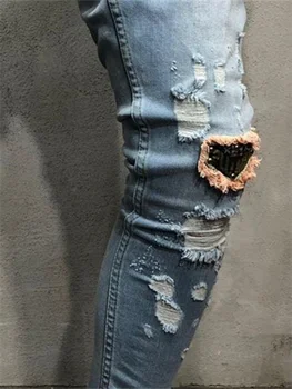Sommer-Efterår Mænds Jeans Mode Rippet Bukser Applique Design Hip Hop Stil Bukser Sexet Hul Mandlige Jeans, Tynde Casual Bukser
