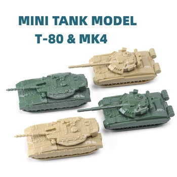 4stk 1:144 Mini Tank Model Legetøj Børn Miniature Krig Scene Spil Militært Køretøj Sovjetunionen T-80 Isreal MK4 Vigtigste Kamp Bil