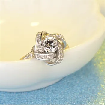 Nye Ankomst 925 Sterling Sølv Krystal Kløver Ring Bague Anillos Hot Salg Rent Sølv Fine Smykker Til Kvinder