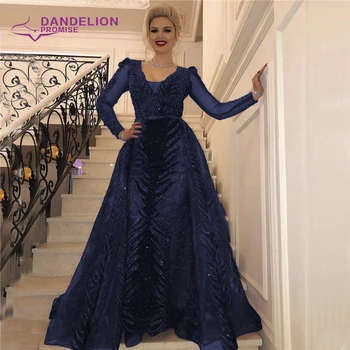 Luksus Dubai V-Hals Velour-Kjole til Aften for Kvinder 2020 Lange Ærmer Perlebesat Formel Part Kjole Design