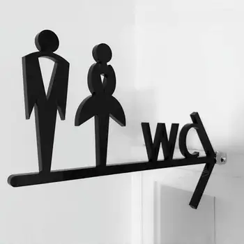 Tilpasset Mænd & Kvinder Badeværelse Døren Sign Wc Breve Vægbeslag Kreative Hænger Tegn Plade Dobbelt Side Toilet Pil Guide Bord