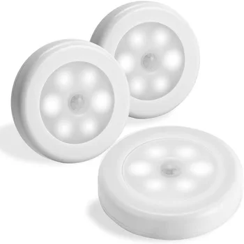 3pcs VARMT 6 LED natbordet Lamper Touch Lampe Nat Lys batteridrevne Cool Hvidt Skab Lys i Soveværelser Stue