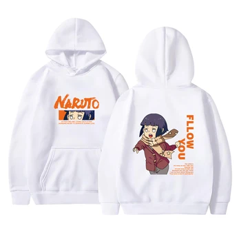 Harajuku Naruto og Hinata Unisex Hættetrøjer Par bære Japansk Anime Trykt Mænd Hoodie Mandlige Streetwear Mode Afslappede Sweatshirts