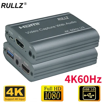 4K-60Hz HDMI Video Capture Kort, 3,5 mm Lyd Udgang Mic I Loop Optagelse Spil Max 1080P 60fps USB 3.0 2.0 Live Streaming Plade