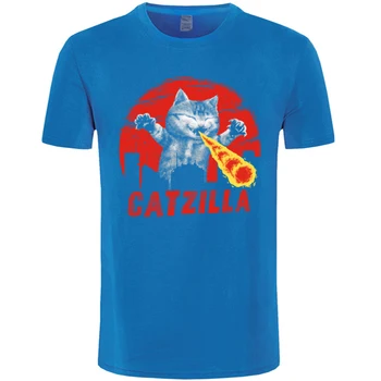 Catzilla Tees Sjove Kat Monster Print Top Shirt til Mænd T-shirt-Nyhed Designer Sommer O-Hals Tøj Slim Fit Dyr Tegnefilm Shirt