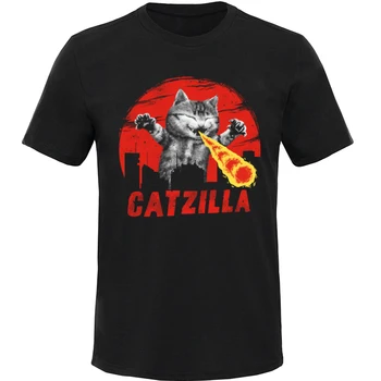 Catzilla Tees Sjove Kat Monster Print Top Shirt til Mænd T-shirt-Nyhed Designer Sommer O-Hals Tøj Slim Fit Dyr Tegnefilm Shirt