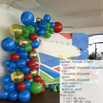 117Pcs Baby Brusebad Dreng Ballon Guirlande-Arch-Kit, Blå, Grønne, Røde Balloner Fastsat Til Fødselsdag Part Indretning Supplie Konfetti Globos