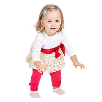 Prinsesse Baby Pige Tøj Sæt Blonder Toppe og Bukser 2 PC-Udstyr, der Passer Mode Bue Børn Piger Kjole