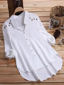 Gentillove 2019 Sommeren Afslappet Blosues Elegante Lange Ærmer V-Hals Kontor Dame Shirts Harajuku Toppe Plus Size Blusas Tunika