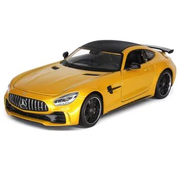 Welly 1:24 Mercedes AMG GT R gul legering bil model Diecasts & legetøjsbiler Indsamle gaver Ikke-fjernbetjening type transport toy