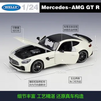 Welly 1:24 Mercedes AMG GT R gul legering bil model Diecasts & legetøjsbiler Indsamle gaver Ikke-fjernbetjening type transport toy