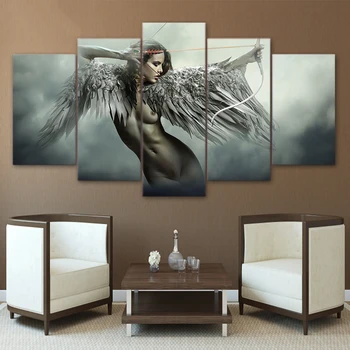 Angel wings krop sensuel til væg Kunst, Lærred HD Udskriv Billede Maleri Hjem Indretning Animationsfilm Fantasi Fløj Sexet Pige nøgen plakat