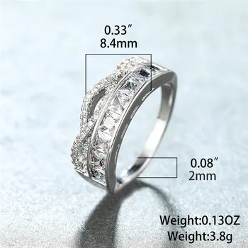 Luksus Kvindelige Hvid Krystal Sten Ring Charme Zircon Sølv Farve Vielsesringe For Kvinder Fine Hule Infinity Engagement Ring