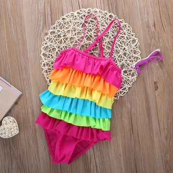 Buksetrold Piger Tøj Sommer Strandtøj Børn Rainbow Bikini Badetøj Romper