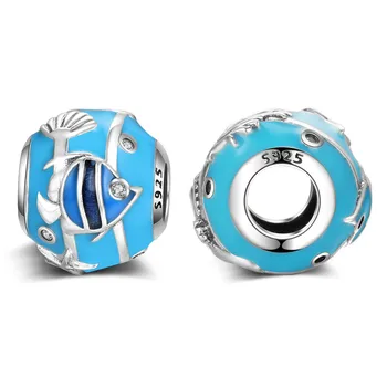 Ægte 925 Sterling Sølv Perler Den Undersøiske Verden Glasur Runde Perle For Oprindelige Pandora Armbånd & Armbånd Smykker