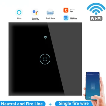 EU-Standard 1/2/3 Bande Tuya Smart Liv Hjem WiFi væglampe Skifte Touch Skifter Ikke Neutral Ledning, der Kræves For at Google Startside Alexa