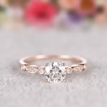 Naturlig Diamant i 18K Rosa Guld Ringe for Kvinder Bryllup Bands Luksus Fine Mode Smykker Par Bryllup Joyeria Fina Ringe