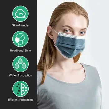 POWECOM Beskyttende Masker Smelte-blæst Støv-bevis Aktiveret Carbon Mask Disponibel Ansigt, Mund Maske til Voksne Unisex (Ingen Max) Dagligt