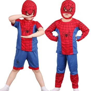 Halloween Edderkopper Rød Mand Kostume Maske Sort Spiderboy Kostumer Børn Superhelt Kapper Anime Cosplay Karneval Kostume Baby Gave