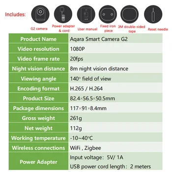 Aqara Smart Kamera G2 med Gateway IP-Hub Wifi Trådløse Zigbee-1080P HD-Visning 140 Grader Stemme For smart home APP