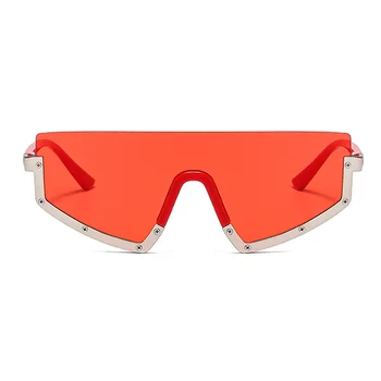 LongKeeper Overdimensionerede Solbriller Kvinder Mænd Vintage Halv frame Sol Briller UV400 Brand Design i Ét Stykke Optik Briller Oculos de sol