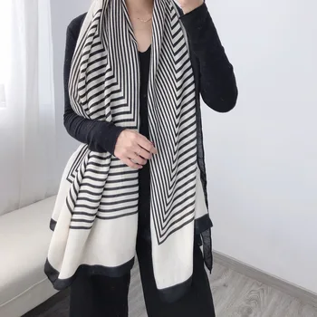 2020 Mode Stribe Vinter-Tørklæde Kvinder Bomuld Varm Pashmina Foulard Dame Luksus Mærke Tørklæder Tyk Blød Bufanda Sjaler Wraps