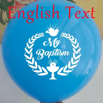 50 stk 10 tommer Pink Blå engelske Tekster Min Dåb spanske Tekst Mi Bautizo For Børn Barnedåb Fest Dekoration Ballon