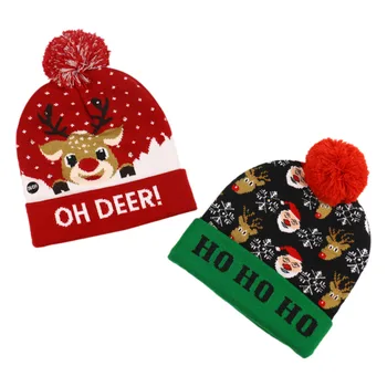 23 Design-LED-Jul Beanie Hatte Sweater Santa Claus Hat Lys Op Strikkede Hat Kids Voksen Fest Dekoration Hjem Santa Elk Hat