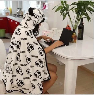 Anime Panda Damer Varmt Tæppe Hætteklædte Pashmina Cape Søde Kvinder Cosplay Wrap Sjal Kostumer