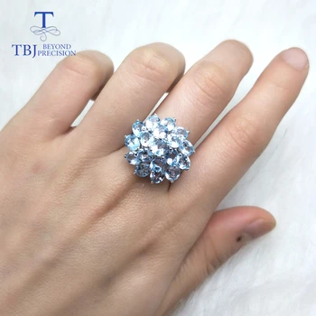 TBJ,Romantiske naturlige blå topas ædelsten vedhæng ring 925 sterling sølv bedste ring, vedhæng, øreringe til kvinder dagligt party slid