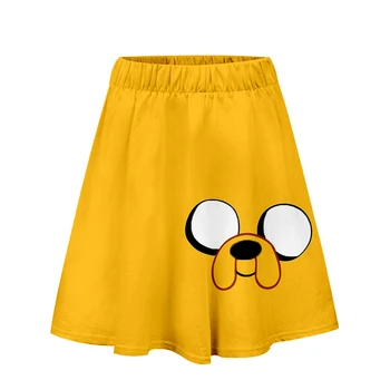 3D Adventure Time To Stykker Sæt Nederdel Kvinder Løs Sommer O-Neck T-shirt plus Korte Nederdele Smukke Pige