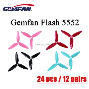 24 stk / 12 par Gemfan Flash 5552 3-Bladet 5 Tommer PC Propel CW CCW prop kompatibel til FPV Racing Drone ramme VS Gemfan 5152