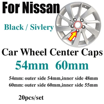 Bil hjulnavet, Center Caps For Nissan Teana Sylphy Qashqai Livina Tiida Cube Juke 54 mm 60 mm 20pcs Auto Fælge Auto hjulnavet Dækker