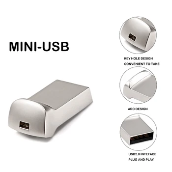 Mini USB 2.0 32GB, 64GB Reelle Kapacitet USB-Flash-Drev 128 GB Pendrive 16GB 4GB Pen-Drev U Disk Flash Memory Stick Gratis Fragt
