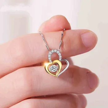 Udsøgt Sølv, Forgyldt 3 Hjerte Infinity-Halskæde Runde Cut Hvide Zircon Hjerte Kæde Bryllup Smykker Jubilæum Gaver