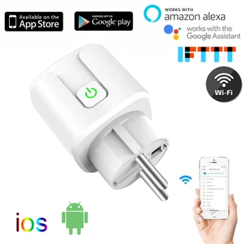 EU Stik WIFI Trådløse Fjernbetjening Socket Smart Timer Plug stemmestyring Hjem Brandhæmmende PC, Smart Power Stik Til IPhone Xiaomi