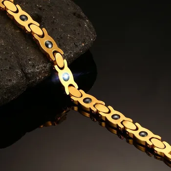NHGBFT Rustfrit stål, Guld Farve armbånd til kvinder magnet sundhed Armbånd, kæde smykker