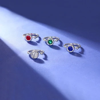 PERLE ' S BALLET 925 Sterling Sølv Ring Smykker 1,0 Ct 6.5 mm Moissanite Safir, Rubin, Smaragd Justerbar Åbne Ring For Kvinder