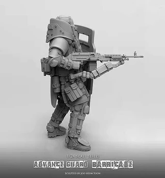 1/24 75mm Harpiks Figur Soldat Vanguard Tunge Skjold Maskine Gunner-defender T75024