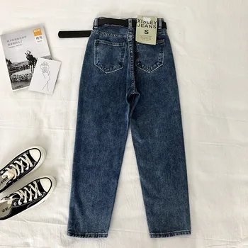 Høj Talje Hofte med et Bælte Denim Bukser Foråret Sommeren 2020 New Wild Mode Lomme Unisex Varme koreanske Harem Pantalones