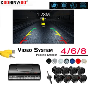 Koorinwoo Synlige Video Bil Parkering Sensorer 8/6/4 Sonder Baggrundslys Foran Med Bageste Alarm Parktronic For DVD-Andriod Media System