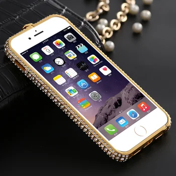 KISSCASE Luksus Diamant Bumper Til iPhone 6 6S Plus 7 7 Plus Tilfælde Metal Rhinestone Diamant Tilbage Frame For iPhone 6 6sPlus Kofanger