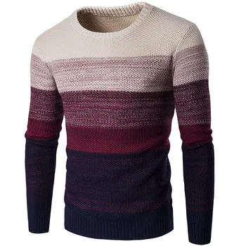 2020 Efteråret Nye herre Slim Fit Pullover Sweater Mand stribet Farve O-Hals Sweater Sort Hvid Strikket Pullover Brand Topper