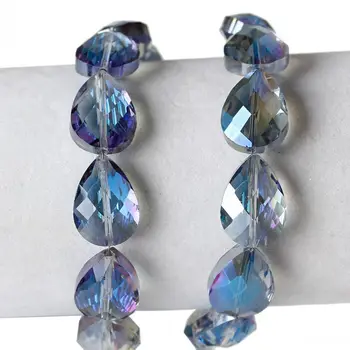 DoreenBeads Krystal Glas Løse Perler Dråbeformet Blå AB Farve Facetslebne Om 18mm x 13mm(6/8