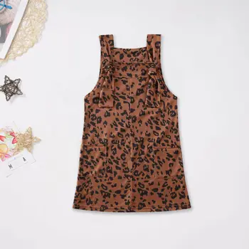 1-6Y Kids Baby Piger Dress Tøj Leopard Print Ærmeløs Hofteholder Bib Lige Overalls Kjole Outfits