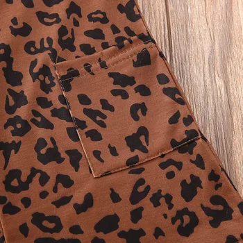 1-6Y Kids Baby Piger Dress Tøj Leopard Print Ærmeløs Hofteholder Bib Lige Overalls Kjole Outfits
