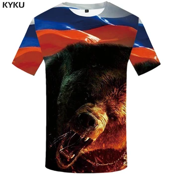 KYKU Bære T-shirt Mænd/Kvinder Rusland Tshirt 3d-print T-shirt Dyr Korte ærmer Sjove T-Shirts Sort Tøj Afslappet Sommer Toppe