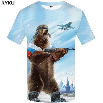 KYKU Bære T-shirt Mænd/Kvinder Rusland Tshirt 3d-print T-shirt Dyr Korte ærmer Sjove T-Shirts Sort Tøj Afslappet Sommer Toppe
